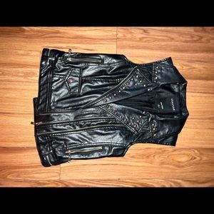 Black leather vest